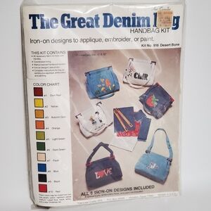 Vintage Great Denim Bag Sewing Handbag Kit Applique Purse Craft